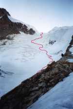 At about 3500m look to the glacier and final route to the top